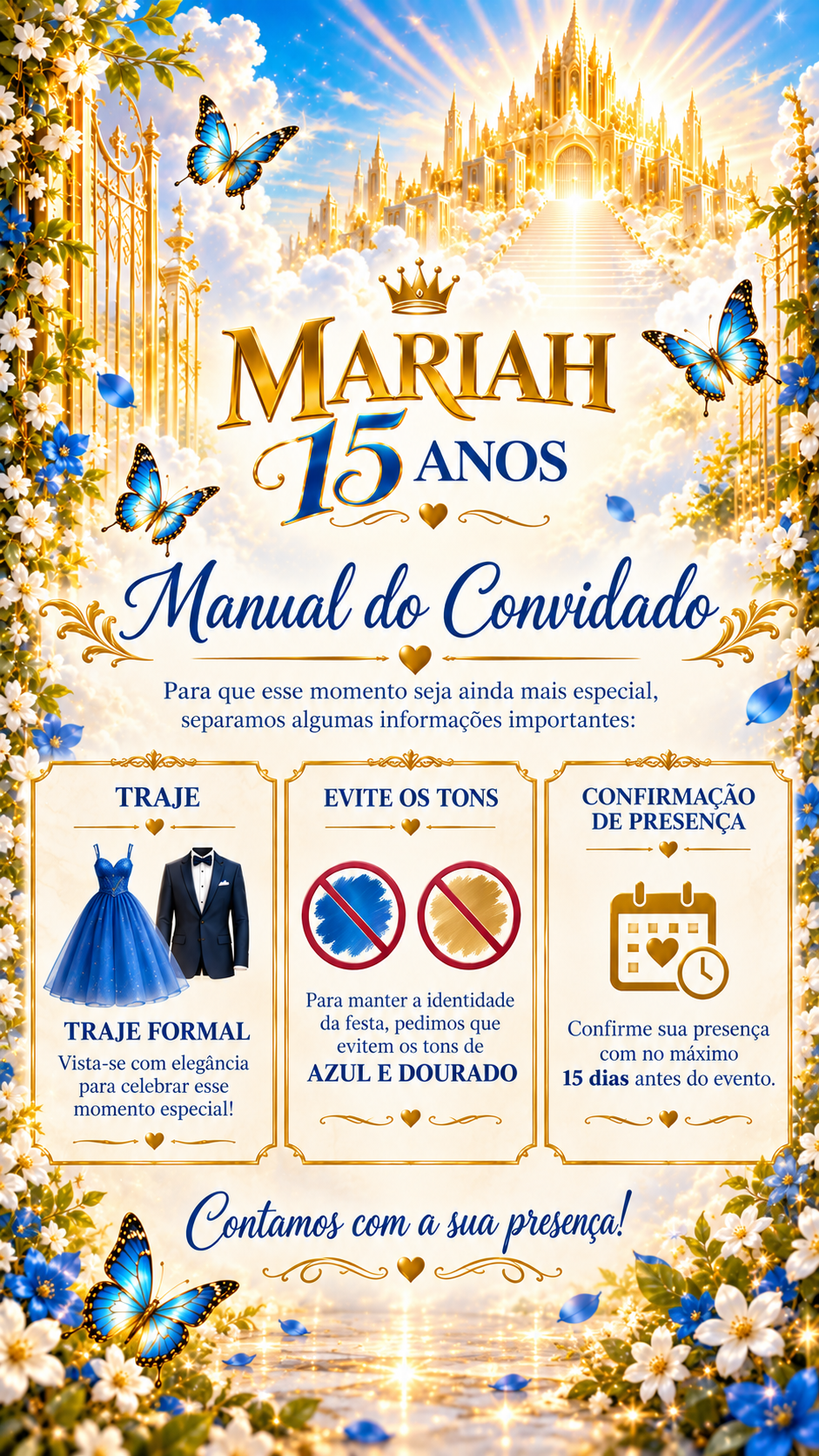 Manual do Convidado da Mariah: traje formal, evitar azul e dourado e confirmar presença até 15 dias antes